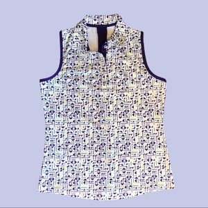Sleeveless GGBlue Golf Shirt - Purple Geometric Print